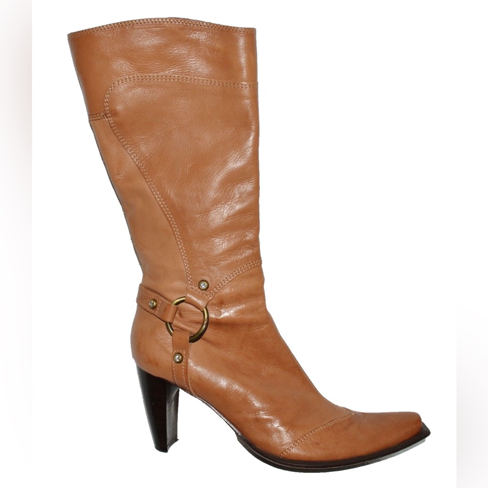 CAFENOIR SZ 6 M 36 BROWN LEATHER HARNESS WESTERN BOOTS BOOTIES MADE IN ITALY